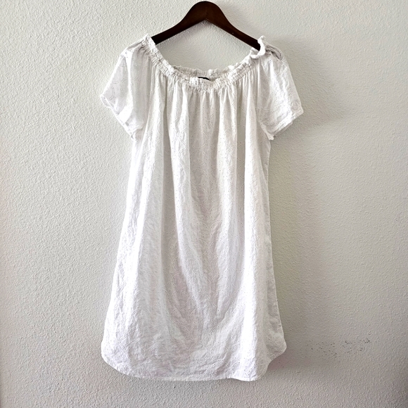 Ellos white eyelet dress size 16 off shoulder shift style lined summer spring - Picture 6 of 9